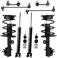 Vista 358 de Detroit Axle - Kit de puntales delanteros para Ford 2000-2004 Focus 2 puntales con muelle helicoidal 2 brazos de control inferiores con rótulas 2001