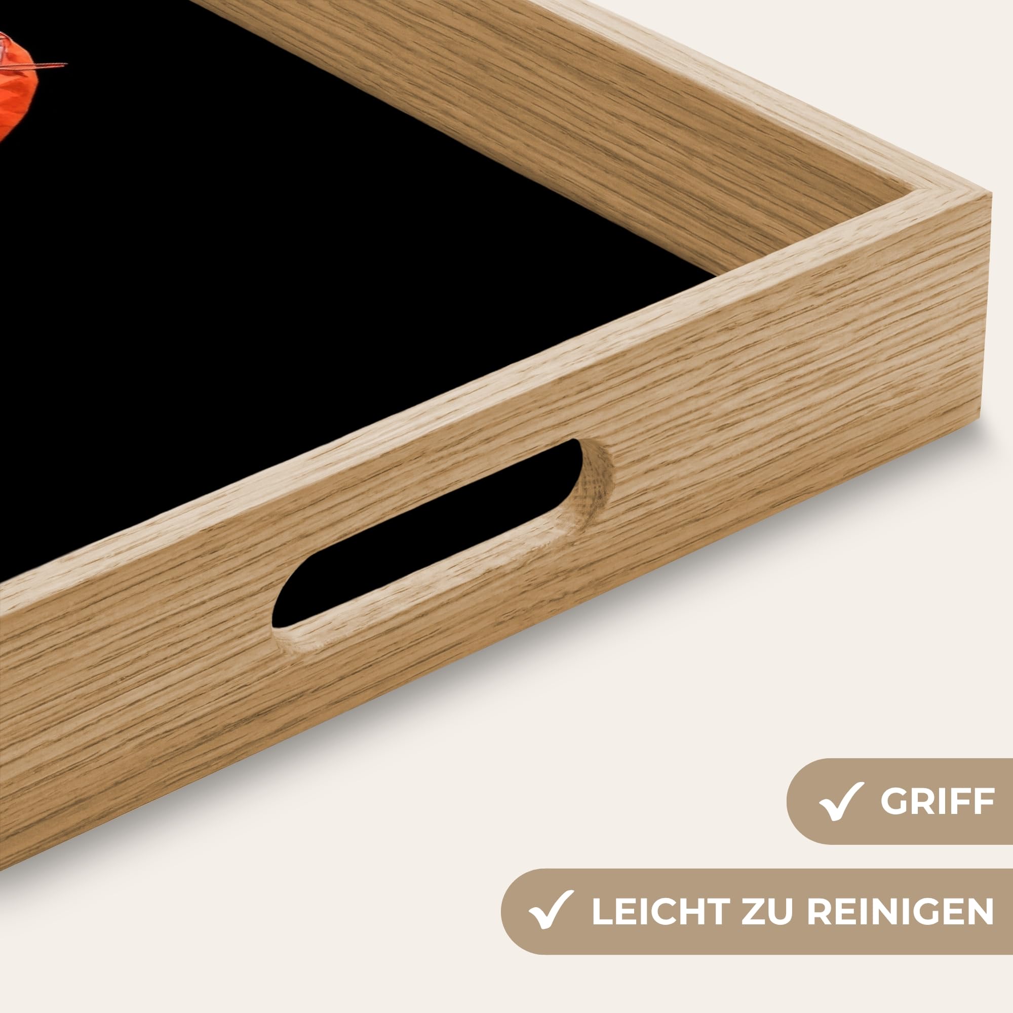 Serviertablett Rechteckig 50x35 cm Servierplatte Eiche Holz Tablett Mit Henkel Tray Kratzfest Kaffeetablett Tabletts Teetablett Hummer - Papier - Origamipapier - Rot