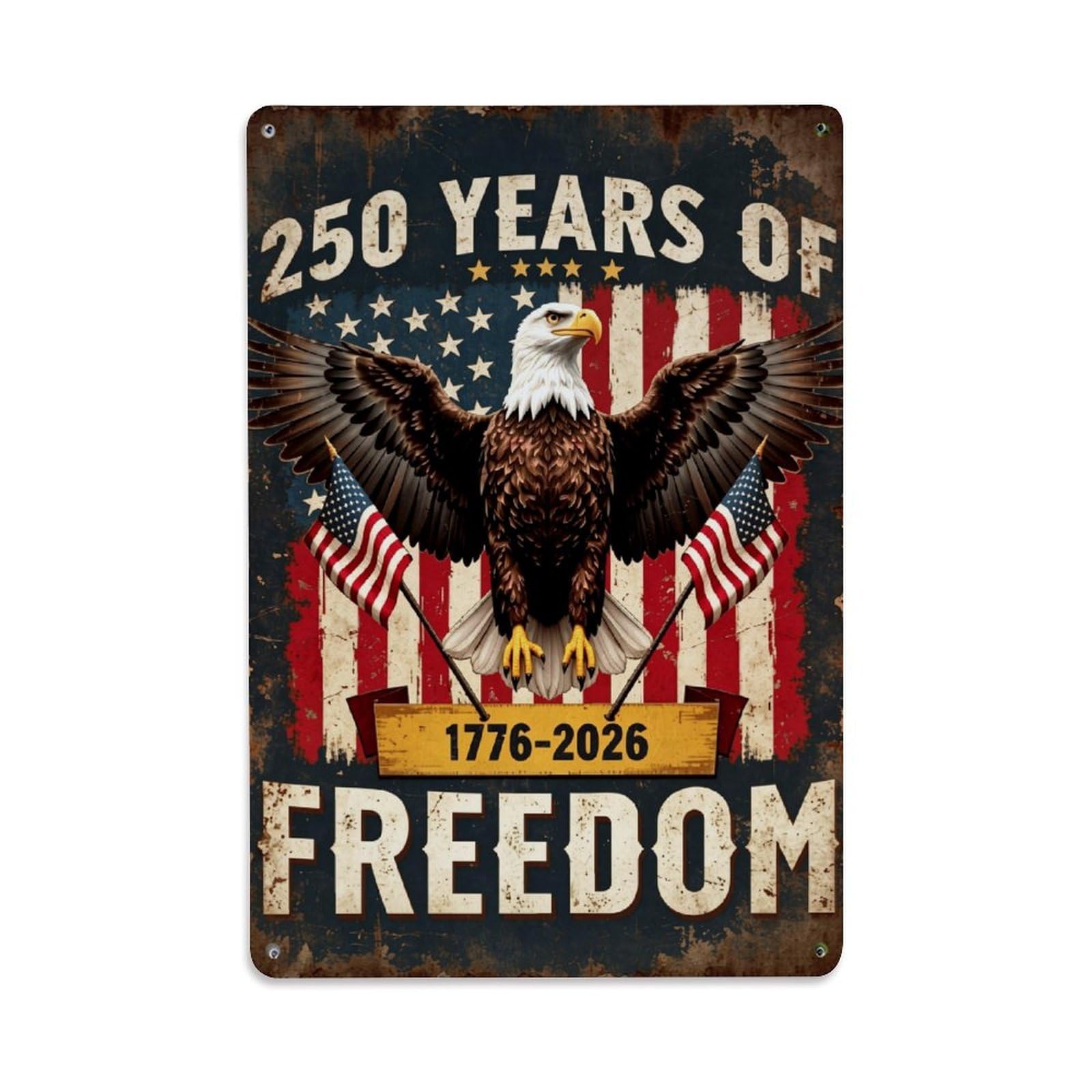 Nestemfo Vintage Eagle With American Flags Freedom Tin Sign Metal Sign, Living Room,Bar, Home, Bedroom Wall Decor,Retro Metal Poster 8X12 Inches