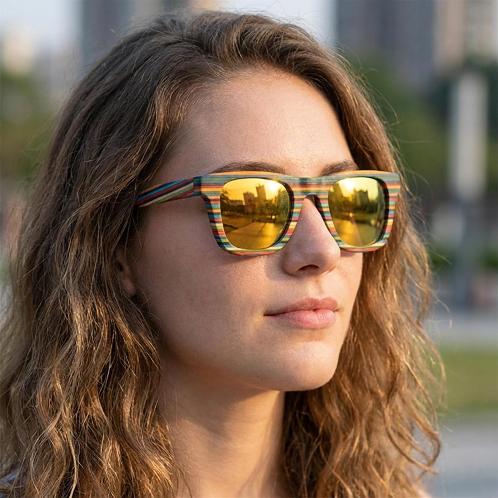 Sonnenbrille Damen & Herren Holz Polarisiert – Schwimmfähige Bambus Brille Vintage Stil – UV400 Holzsonnenbrille Für Wassersport, Angeln & Autofahren (Oval & Leicht)