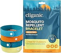 Cliganic DEET-Free Mosquito Repellent Bracelets (20 Pack) - Essential Oil Microfiber Wristbands for Kids & Adults