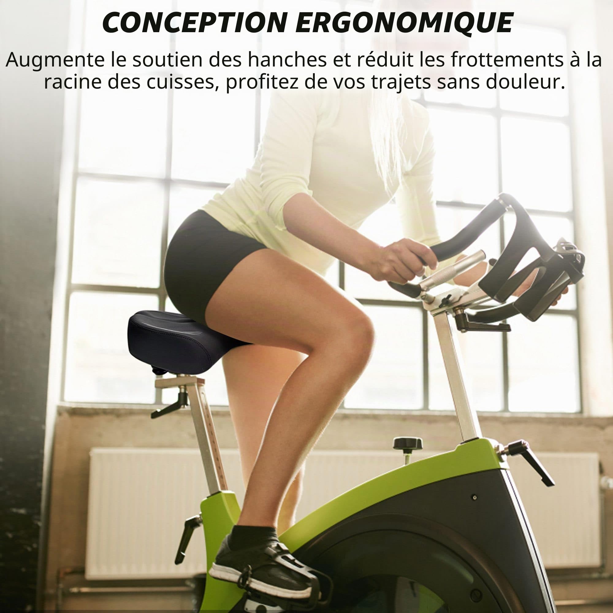 CDYWD Extra Large Selle de Velo Ultra Confortable, Selle Vélo Anti Douleur, Ergonomique, Homme Femme Selle Bike Life Confort, Selle Vélo pour Vélos Extérieurs et Intérieurs