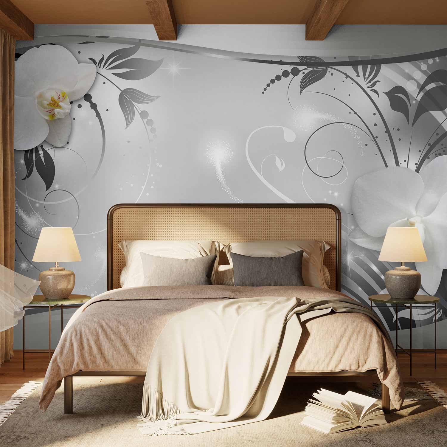 Fotomurale - Carta da parati 400x280 cm TNT Murale alla moda Decorazione da Muro XXL Poster Gigante Design Carta per Pareti Fiori Orchidea Ornament Astratto b-A-0078-a-b