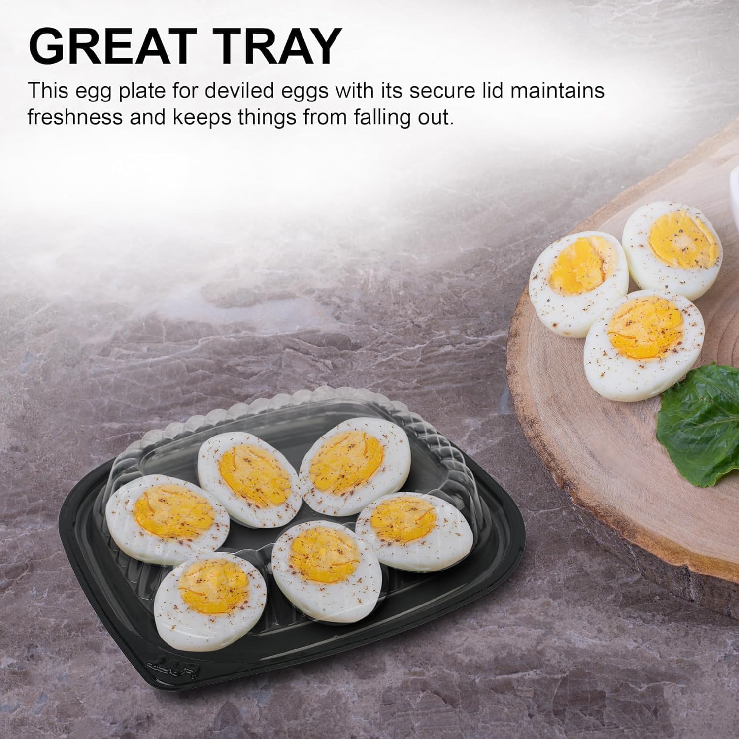 MT Products Clear Deviled Egg Containers with Lid 6.5" x 5.63" x 1.19" - Deviled Egg Platter Tray 6 Eggs (Case of 408) - Made in the USA