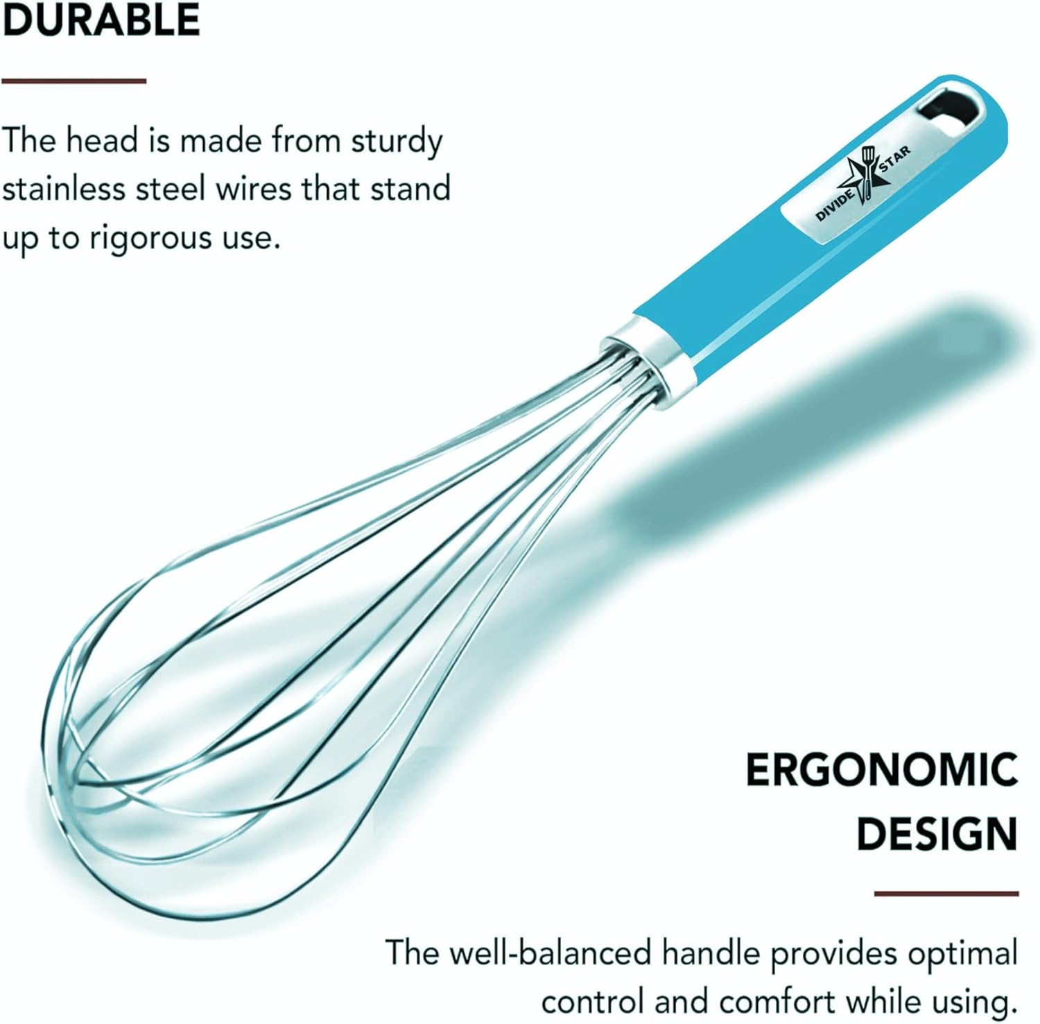 Stainless Steel Whisk 12 Inch Large Balloon Whisk for Baking - Heavy-Duty Hand Mixer with Ergonomic Handle Food Grade Kitchen Tool for Eggs, Batter & Cream – Dishwasher Safe (Turquoise) - Image 9
