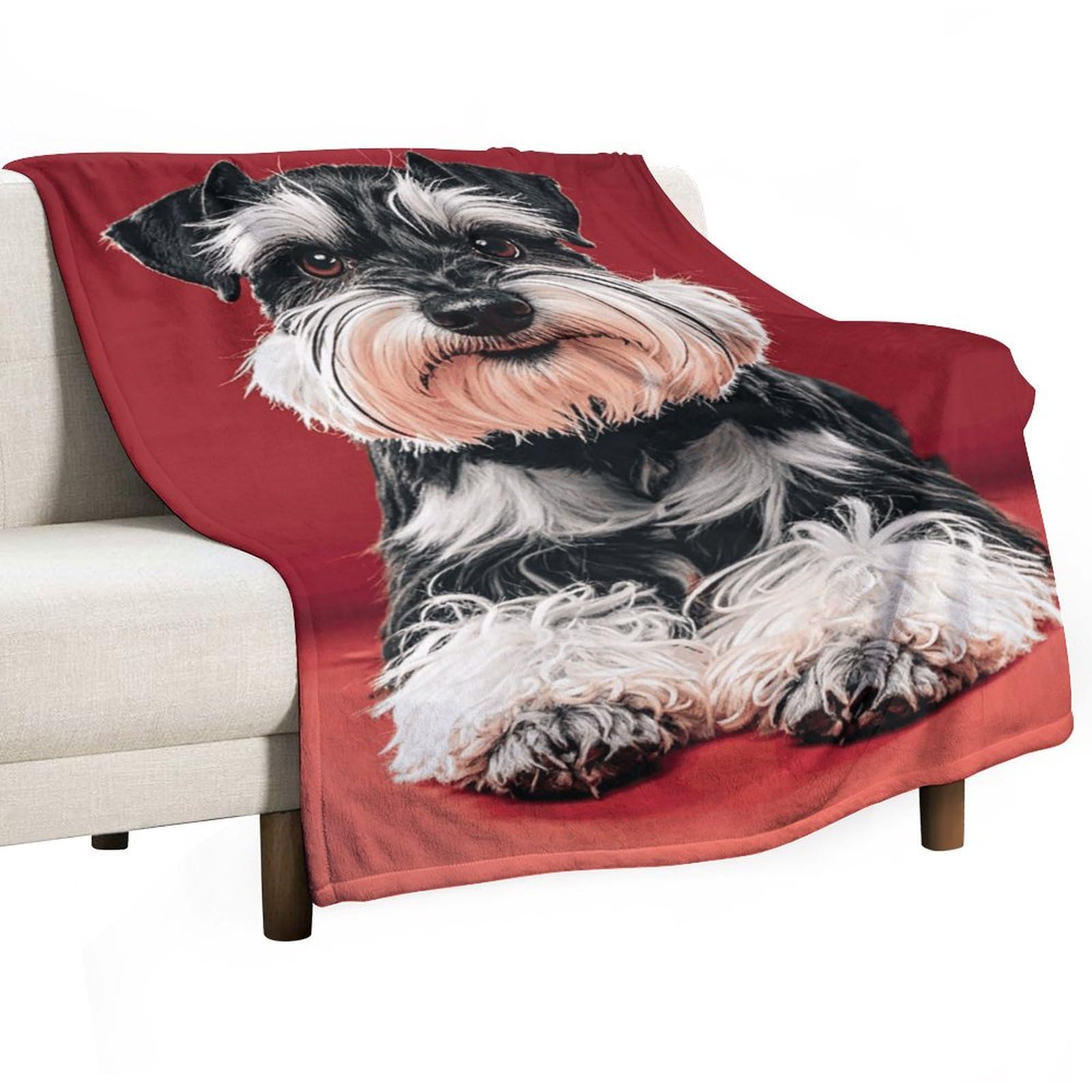 Couverture flanelle haut de gamme motif Schnauzer au toucher soyeux