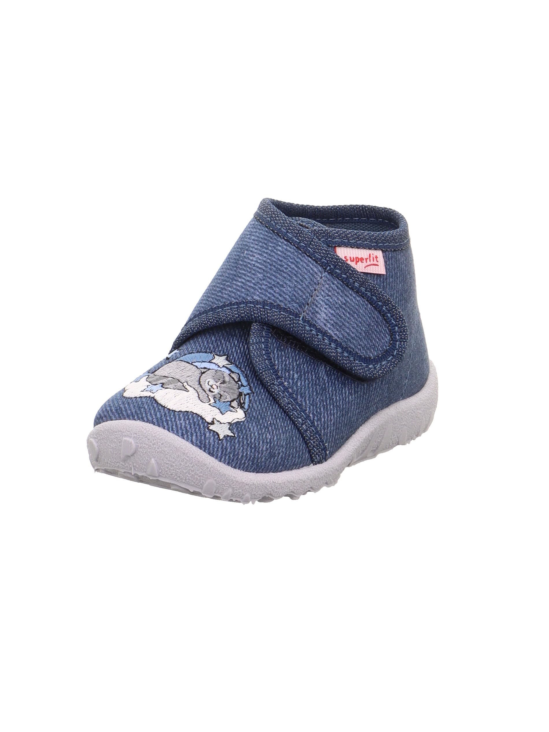 Superfit Boys Spotty Slippers, Blue 8060, 8.5 UK Child
