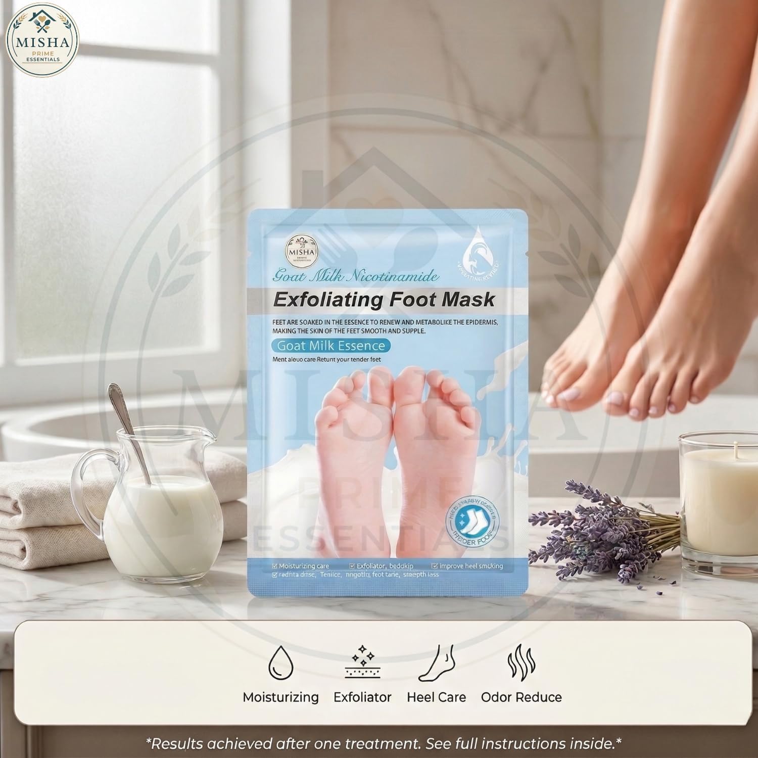 Misha Prime Foot Peel Mask - Professional Dead Skin Remover for Cracked Heels, Exfoliating Foot Mask for Women & Men, Removes Dead Skin & Smooths Dry Feet (Pack of 1) 3