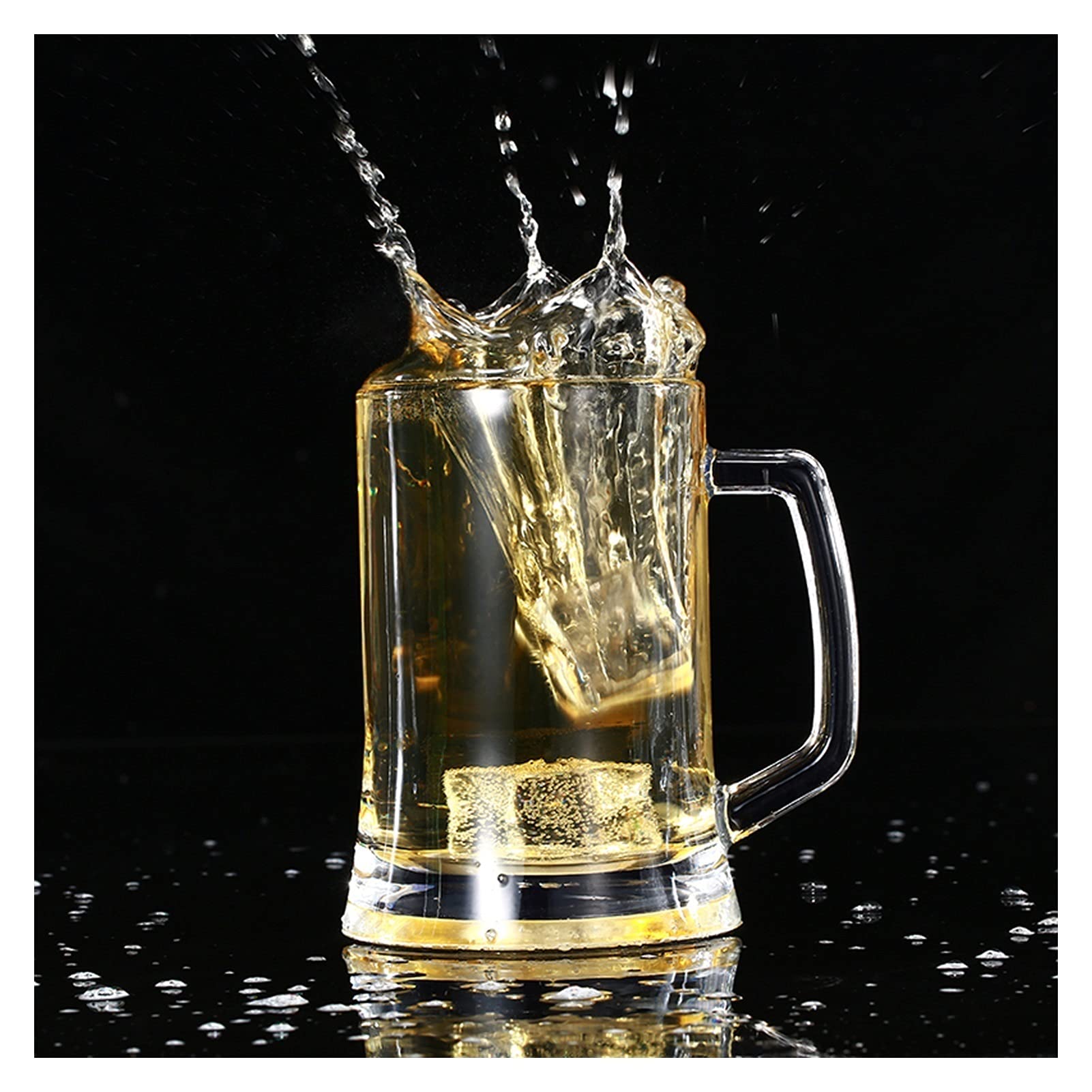 Copas de cerveza,Copas de beber, Vasos de cerveza con asa de 500 ml, ideales for fiestas, vasos reutilizables, material de vidrio, juego de 5 jarras de cerveza