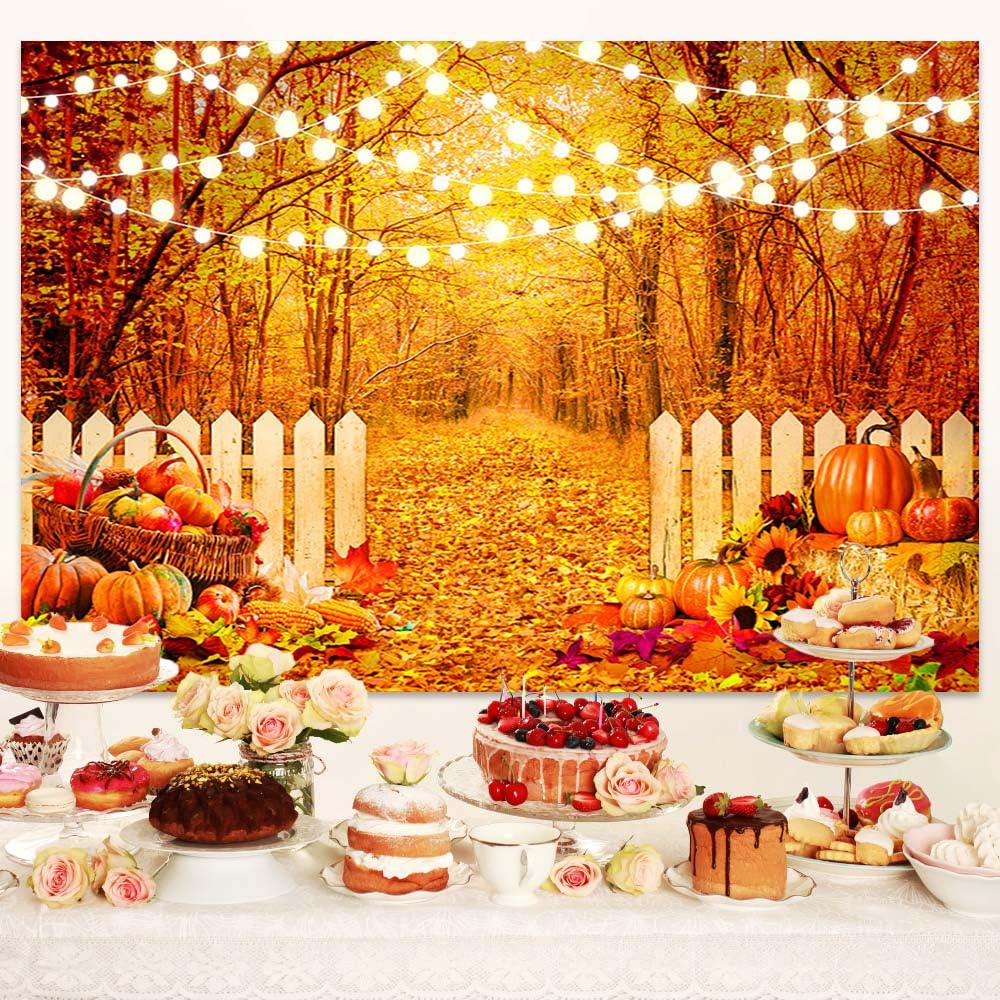 Herbst-Fotohintergrund – 180x120 Cm, Mit Ahornblättern & Kürbissen, Aus Vinyl