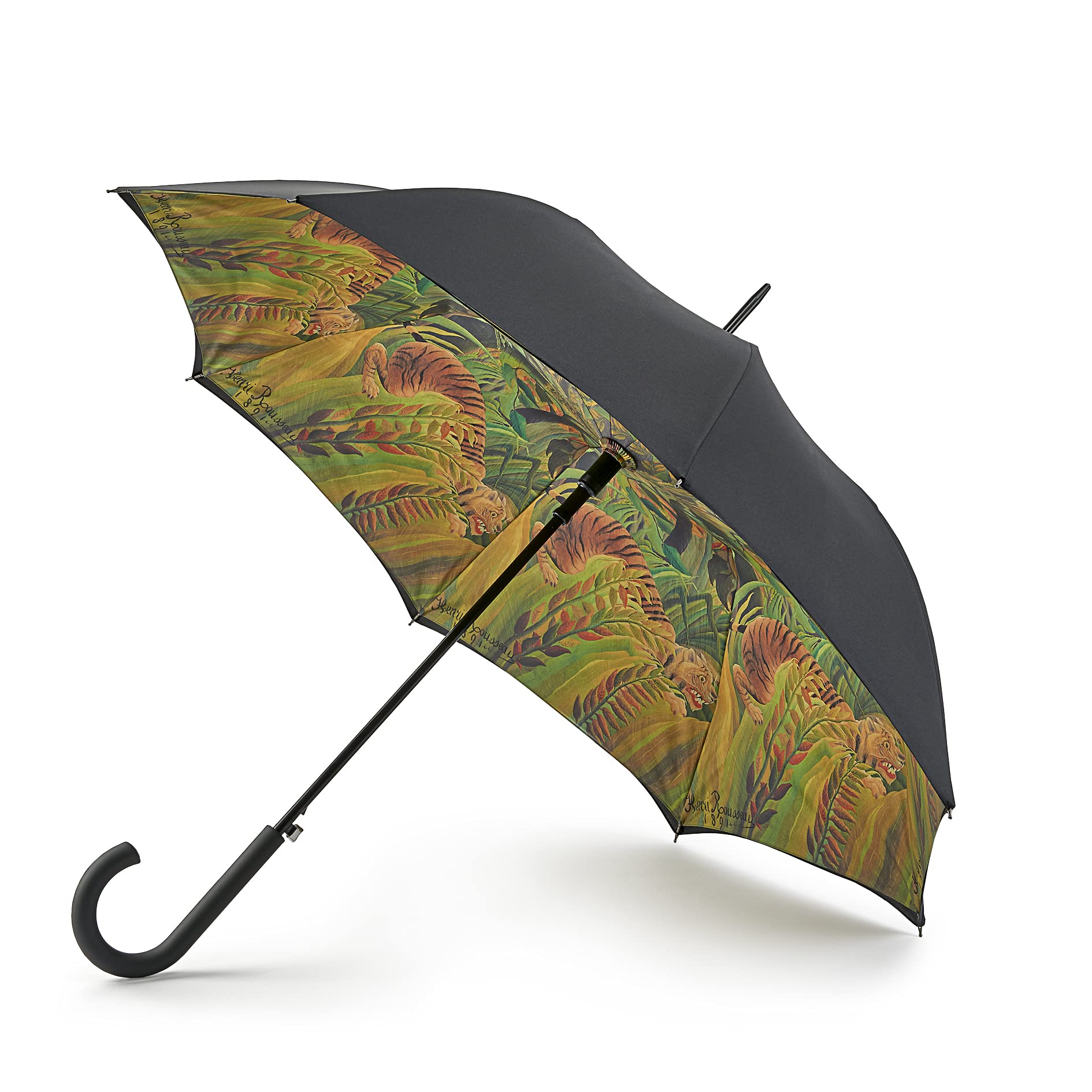 The National Gallery by Fulton Bloomsbury Umbrella, Henri Rousseau Surprised Tiger Print UPF50+