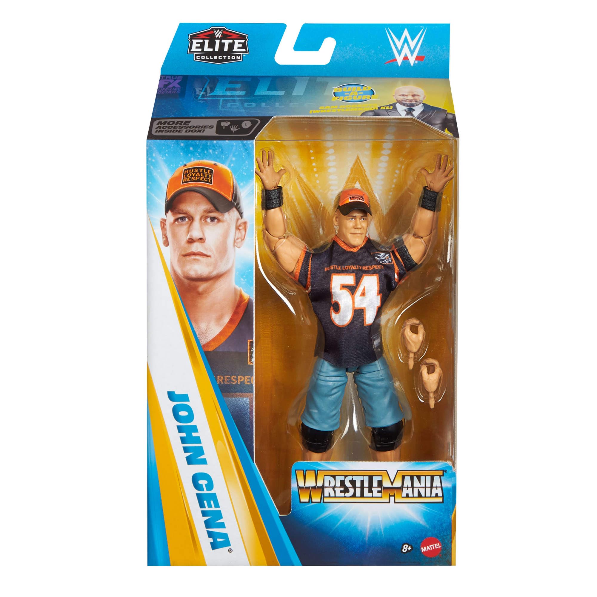 Mattel WWE Elite Collection Actionfigur und Zubehör, Premium Live-Event John Cena-Set, Wrestlemania mit Sam Roberts-Bauteilen, JHX77, [Mehrfarbig] | Premium Live Event Set, Wrestlemania, Zubehör inklusive, Sam Roberts Build-A-Figure Teile