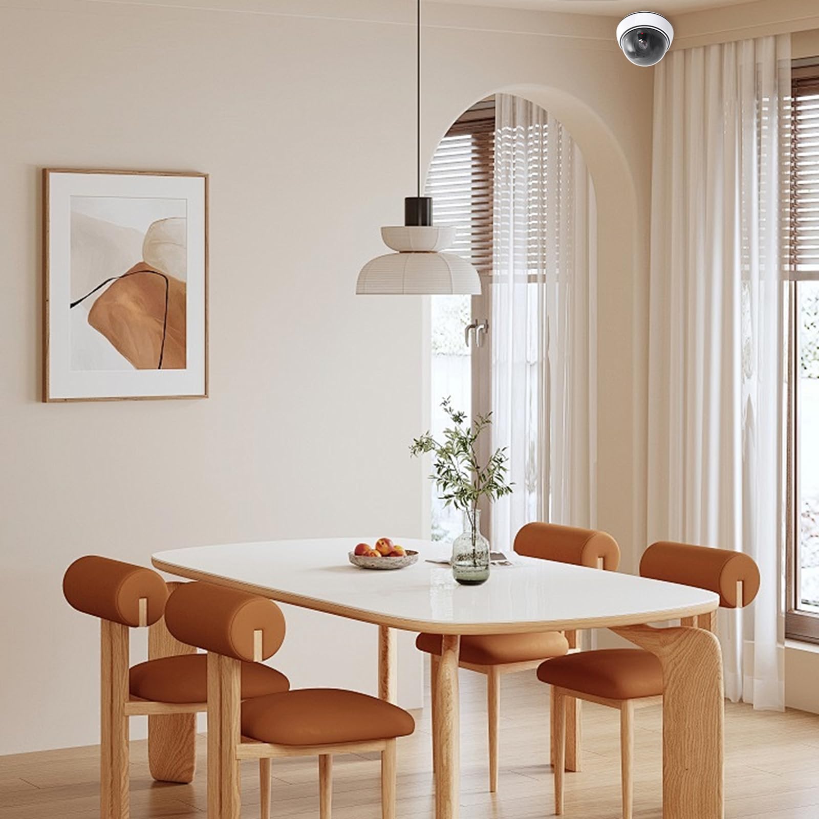 Caméra factice dôme avec lumière LED clignotante : Lot de 3 caméras factices pour l'intérieur et l'extérieur, caméra de surveillance factice avec matériel de montage – Solution de sécurité