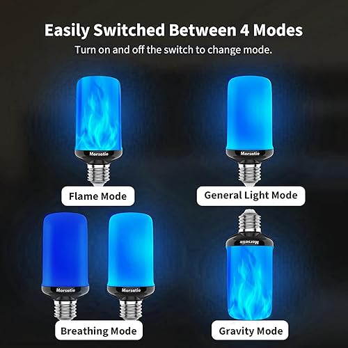 Miniatura 5 de Bombillas LED de llama mejoradas, 4 modos de bombillas parpadeantes con efecto invertido, bombilla de fuego E26 para Halloween, Navidad, fiesta,