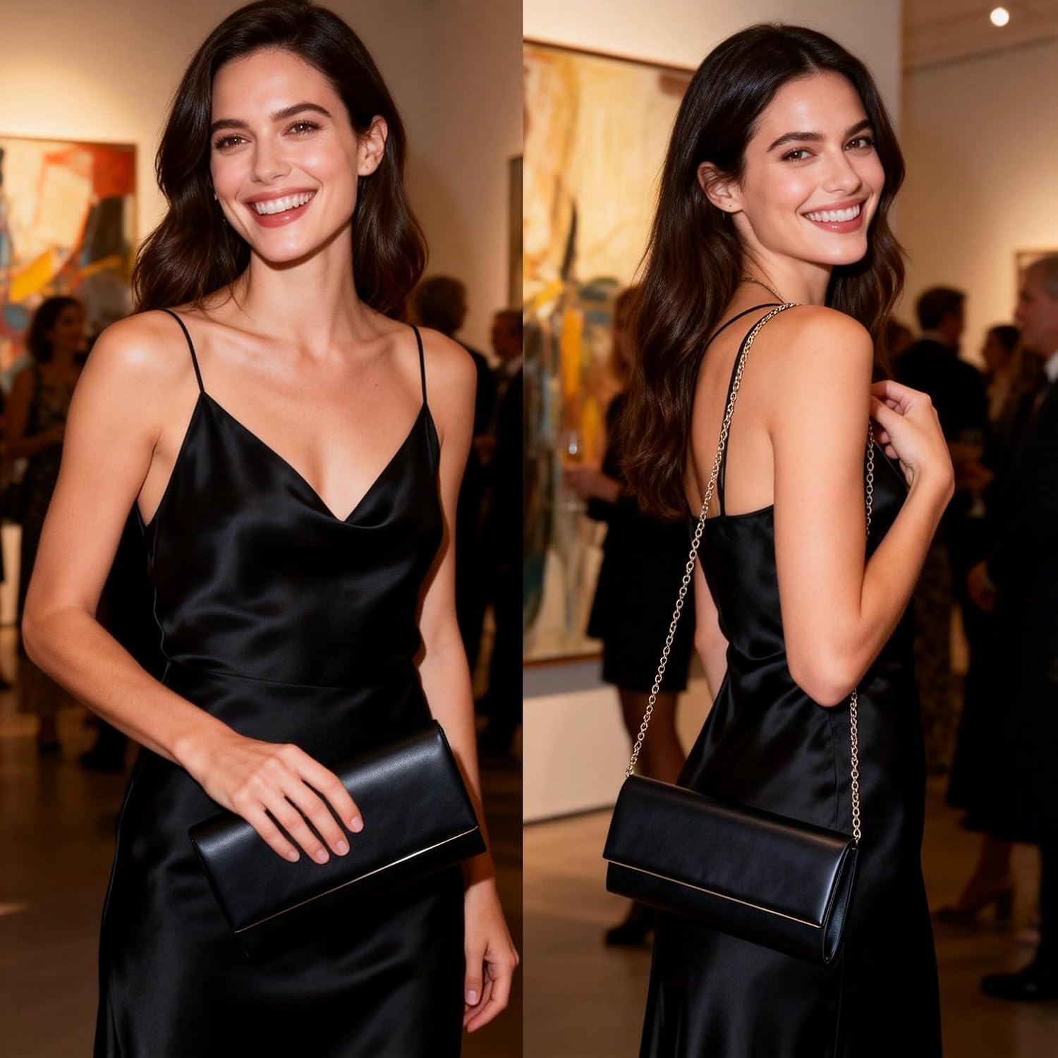 Women Evening Bag Vegan Leather Clutch Purse Shoulder Crossbody Envelope Bag for Party Wedding Prom Bridal - Image 2