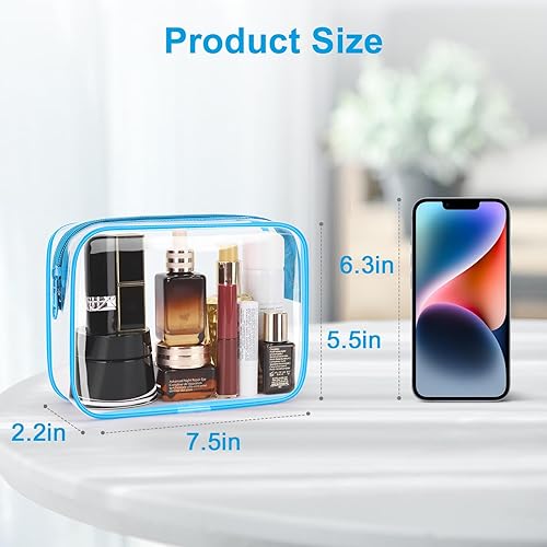 Miniatura 3 de Wedama Bolsa de aseo aprobada por la TSA, 2 bolsas de cosméticos con cremallera, accesorios de viaje de aeropuerto, bolsas de maquillaje de PVC para