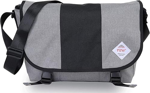 Amazon Rew ルウ 収納豊富な ７ポケット ショルダーバッグ メンズ 斜めがけバッグ 多機能 大容量 ファイル収納 パソコン メッセンジャーバッグ メンズ ポリ帆布 灰 Day Lite Market デイライトマーケット メッセンジャーバッグ