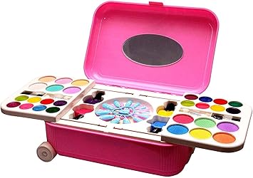 Plutofit Beauty Set Cosmetic and Real Makeup Palette with Mirror and Trolley for Kids || Pretend Play Toy for Girls -Plastic, Multicolor