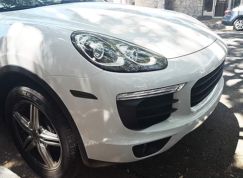 Miniatura 3 de iJDMTOY Kit de luz de marcador lateral de parachoques LED blanco con lente ahumada europea, compatible con Porsche Cayenna 2015-2018, alimentado por