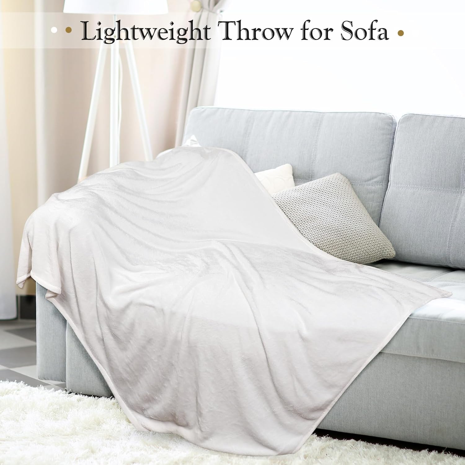 Peryiter 4 Pcs Fleece Throw Blanket Bulk Sofa Blanket Fuzzy Plush Warm Soft and Breathable Lightweight Throw Blankets for Couch for Living Room Bed Travel Couch Sofa(White, Gray,50'' X 60'') - Image 3