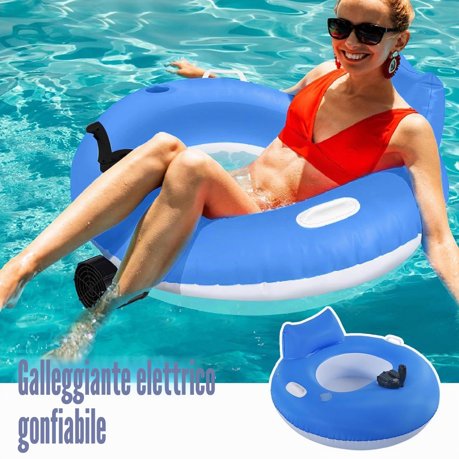 Galleggiante Elettrico Piscina - (39,76 Pollici) Sedia Gonfiabile Per Laghi | Materasso Galleggiante Portatile | Sedia Lunga Fiume Spiaggia Nuoto | Attività Nautiche Estive | Relax E B