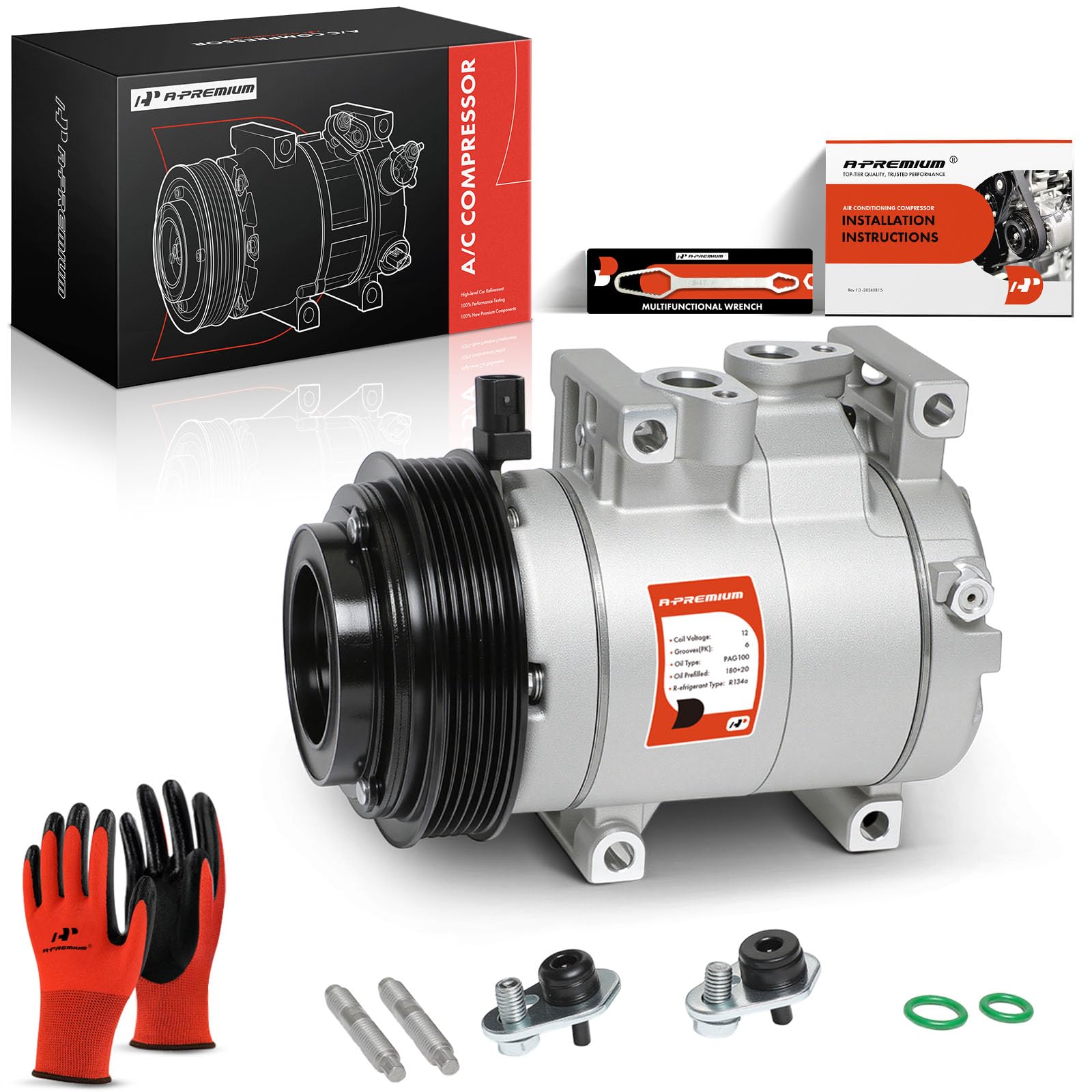 Air Conditioner AC Compressor with Clutch Compatible with Jeep Wrangler 3.6L 2012-2017, Wrangler JK 3.6L 2018, Ram 1500 3.6L 2013, HCC-RS18 Compressor
