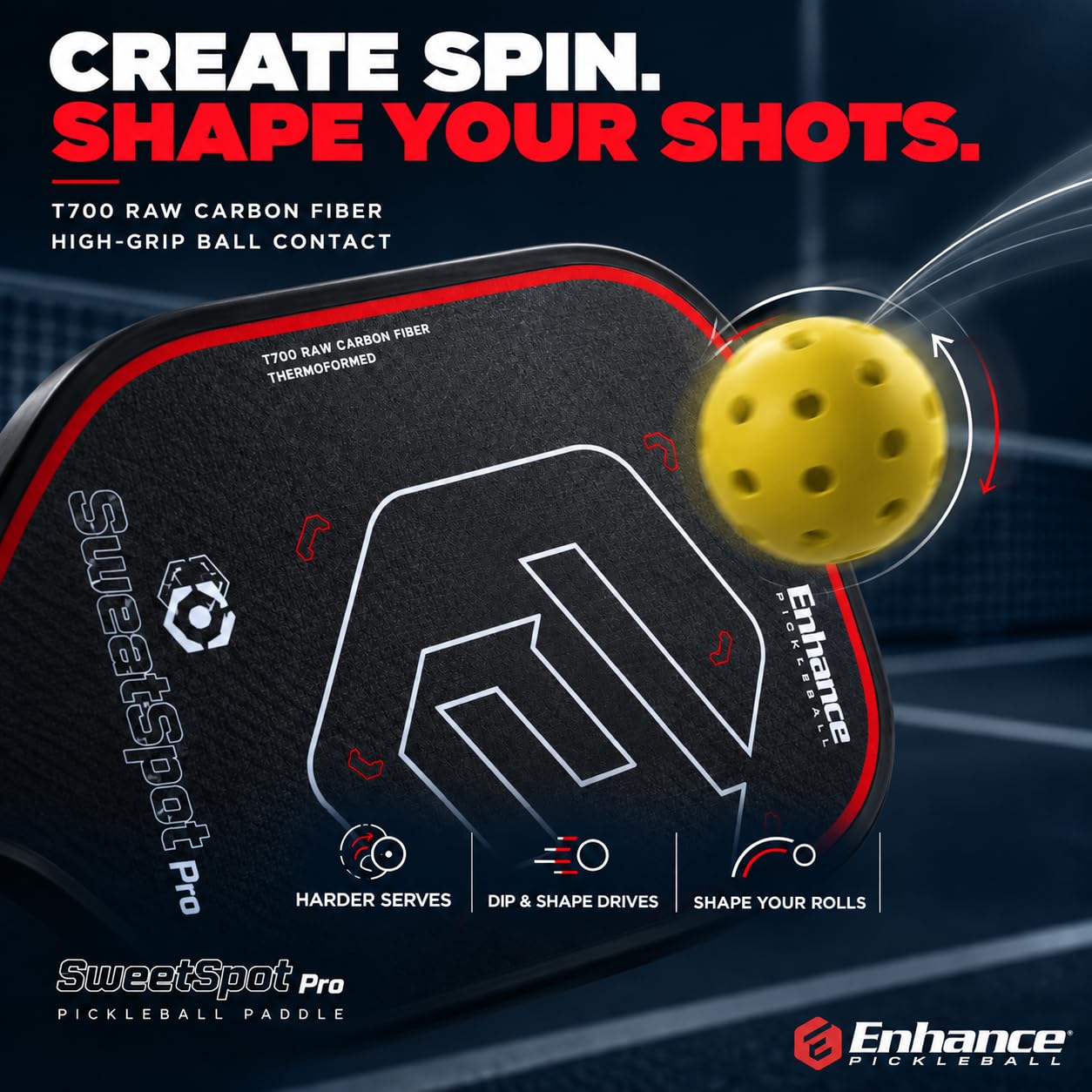 Amazon.co.jp: Enhance Pickleball SweetSpot Proパドル - カーボン