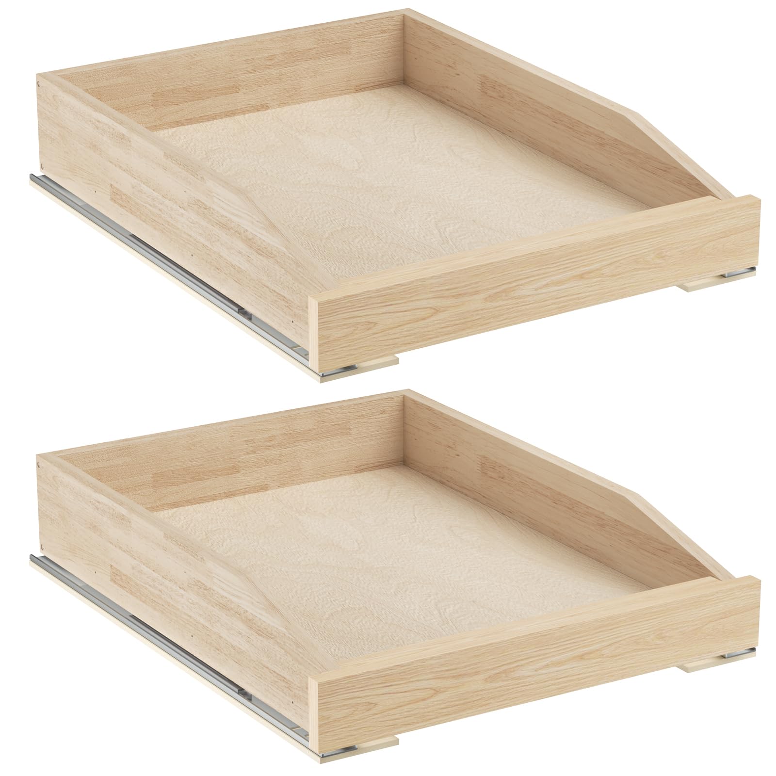 ROOMTEC Pull Out Cabinet Organizer with Soft Close, 16-1/2" W x 21" D, Pull Out Cabinet Drawer for Kitchen cabinets, Pull Out Cabinet Shelf, Finished, Bottom Assembly, 2PCS 16½” W x 3" H x 21” D 2PCS