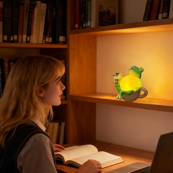 Genérico Cute Night Light - Frog Decor Lamp, Funny Modern Glow, Soft Silicone Body, Bedside Lighting Function, Tools & Home Improvement, Green 5 Inch Figurine For Kids Bedroom - 3