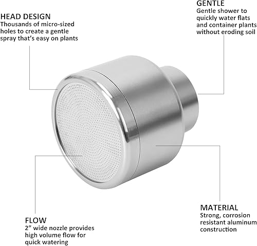 Miniatura 3 de STYDDI Varita de riego de lluvia suave de 18 pulgadas con válvula de cierre, varita de riego suave de metal ligera y duradera, perfecta para cestas