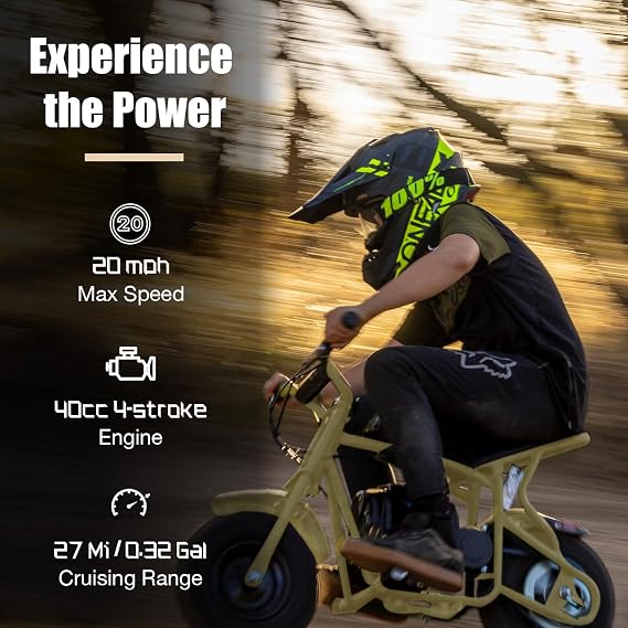 FRP DB3 40CC 4-Stroke Mini Dirt Bike for Kids - Gas Powered Off Road Mini Bike with Ultra Edition Trail Bike for Beginners,Yellow