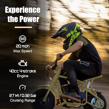 FRP DB3 40CC 4-Stroke Mini Dirt Bike for Kids - Gas Powered Off Road Mini Bike with Ultra Edition Trail Bike for Beginners,Yellow