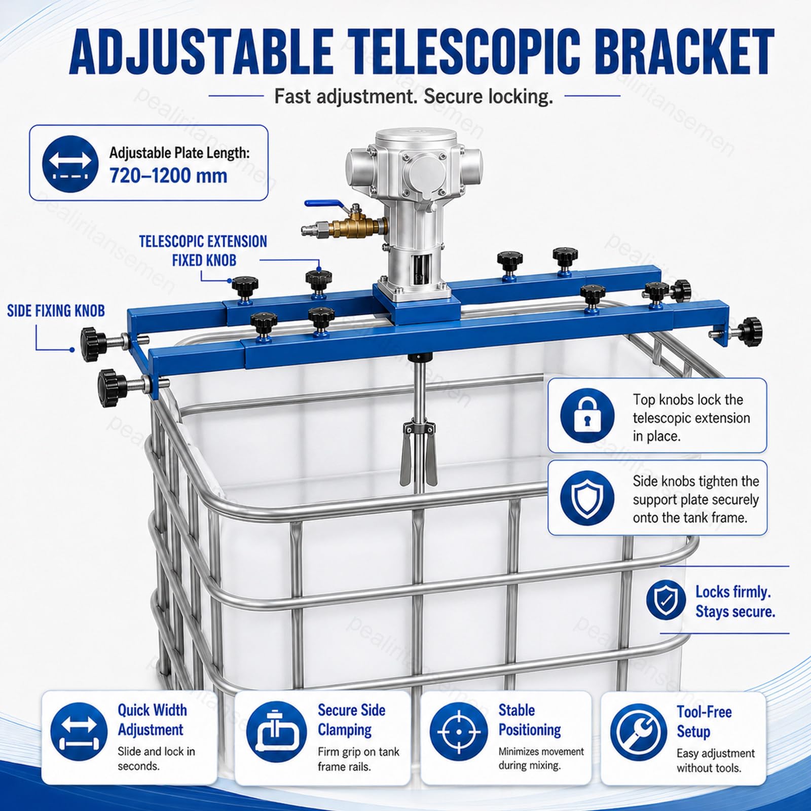 Agitador de Aire IBC,Mezclador de Aire para Depósito IBC y Barril Abierto,Agitador Neumático de Velocidad Ajustable con Hélice Plegable de Acero Inoxidable,para Resinas,Pinturas 3-Cylinder