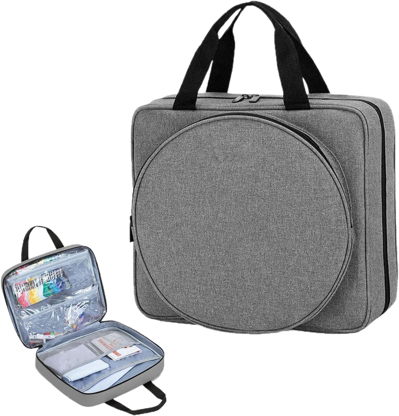 Embroidery Organizer Bag | Double Handles Multiple Pockets - Embroidery Supplies Storage Carry Case - for Living Room Travel Road Trip Students Artists Professionals Craft Enthusiasts