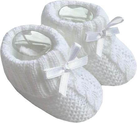 Baby Boys Girls 1 Pair Knitted Booties Soft Newborn Knitted Booties With Bow 116-354