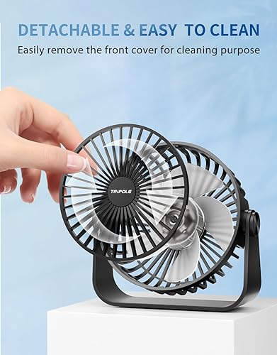 Miniatura 6 de TriPole Ventilador de escritorio USB de 4.5 pulgadas, mini ventilador portátil de 3 velocidades, ventilador de escritorio personal de viento con