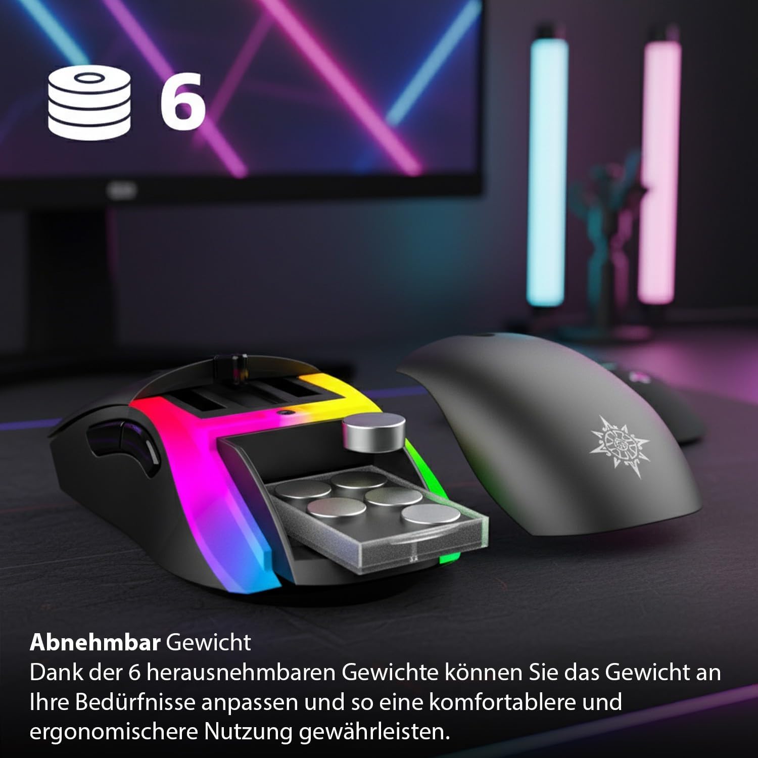 İnca Gaming Mouse IMG-GT20 PRO Optical Gaming Mouse 10000 DPI RGB Logo Effect with Interchangeable Cover, Precise and Quick with Adjustable Weight
