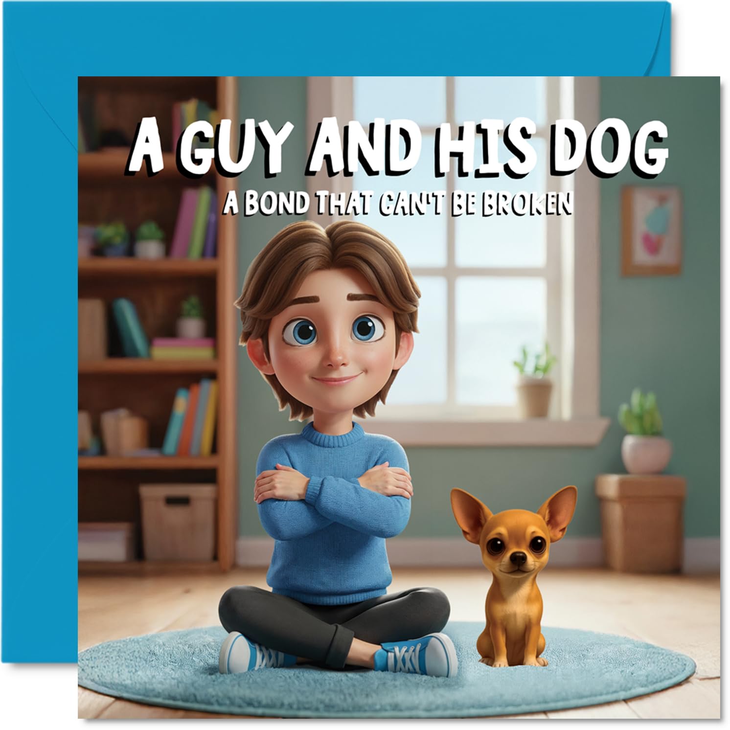 Chihuahua Birthday Card for Men - A Guy and His Dog - Happy Birthday Card for Boys, 145mm Male Greeting Cards