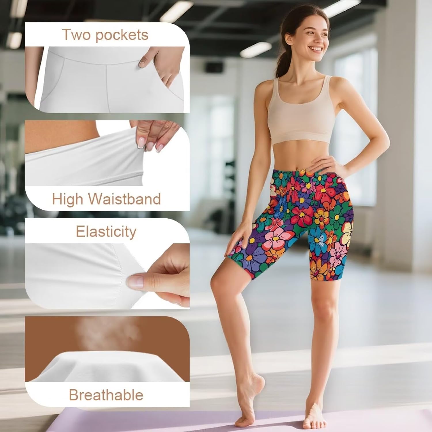 Women's Biker Shorts with Pockets High Waist Tummy Control Workout Running Volleyball Spandex Yoga Shorts Plus Size