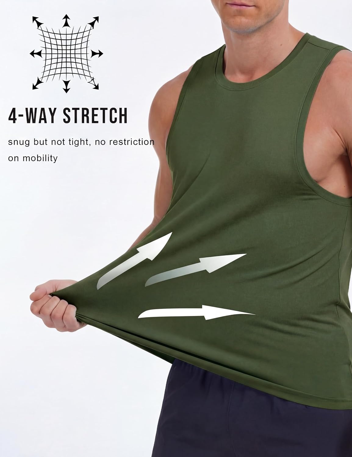 MAGCOMSEN Men's Tank Top Sleeveless Muscle Shirts Quick Dry Workout Gym Cut Off Shirt Lightweight Summer Bodybuilding Tee