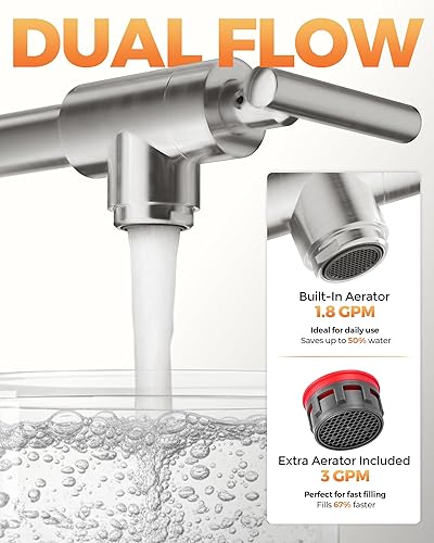 Miniatura 49 de WOWOW Grifo de llenado de ollas de níquel pulido, relleno de olla de latón macizo, montaje en pared, grifo de estufa de cocina con brazos oscilantes