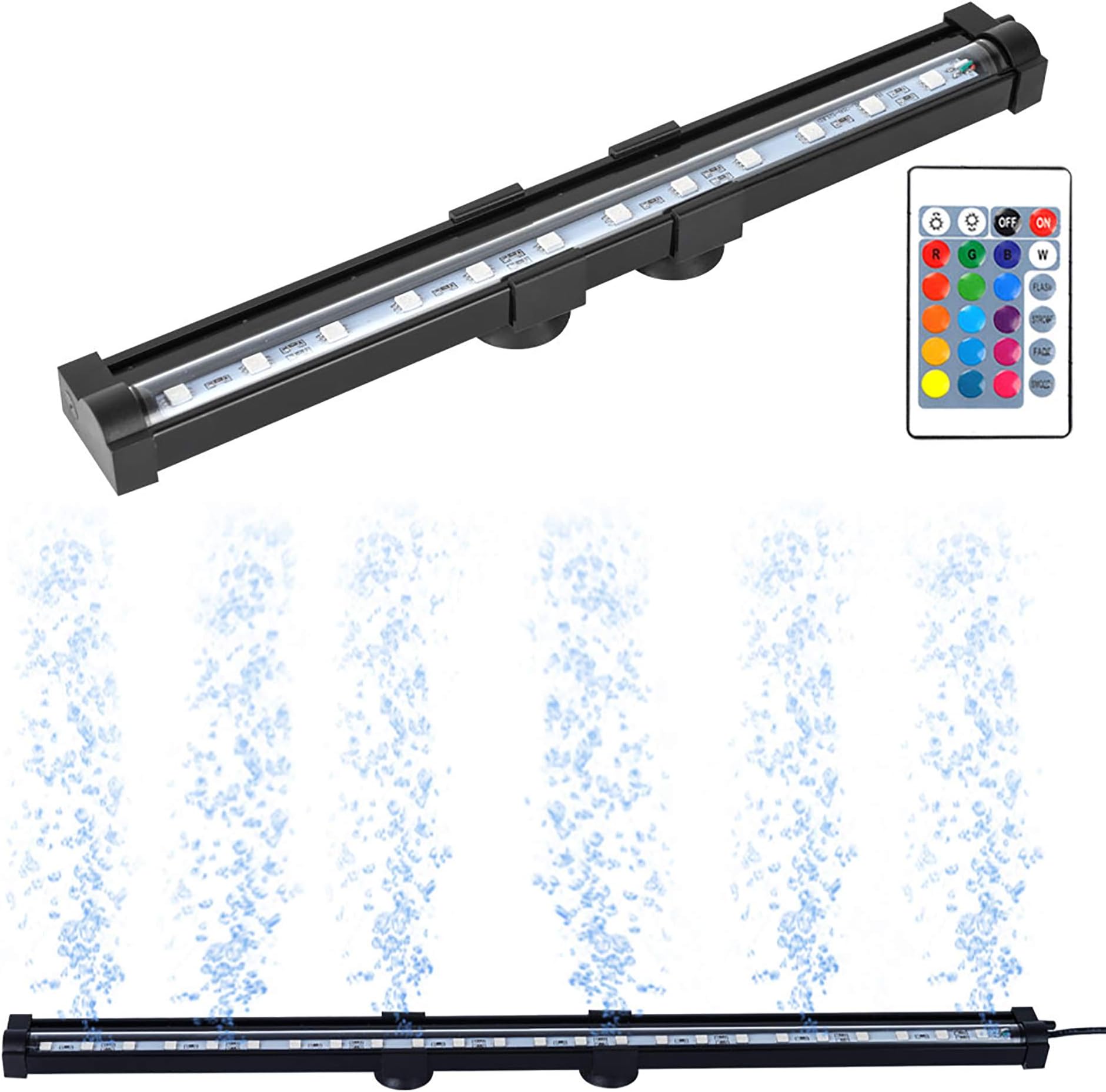 Aquarium Bubble Light Fish Tank Lamp Diving Remote Control RGB Submersible LED Air Essential for Seawater and Freshwater