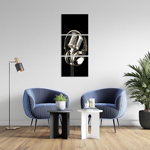 Miniatura 2 de Apicoture Lienzo de música, obras de arte en blanco y negro, auriculares y micrófonos, instrumentos musicales, imágenes, decoración de pared,