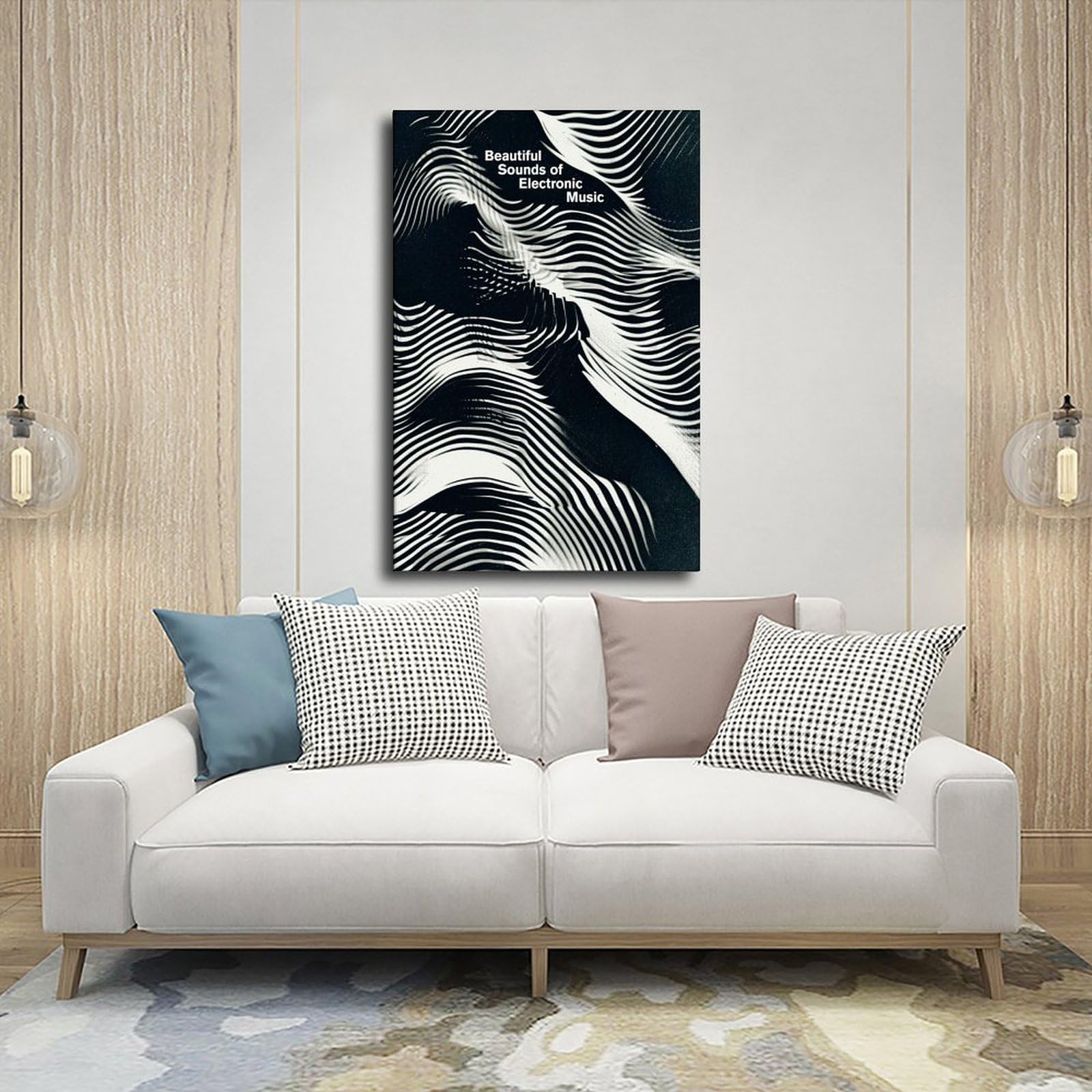 Poster su tela monocromatica con suoni di musica elettronica, decorazione per camera da letto, ufficio, stanza, regalo, 50 x 75 cm