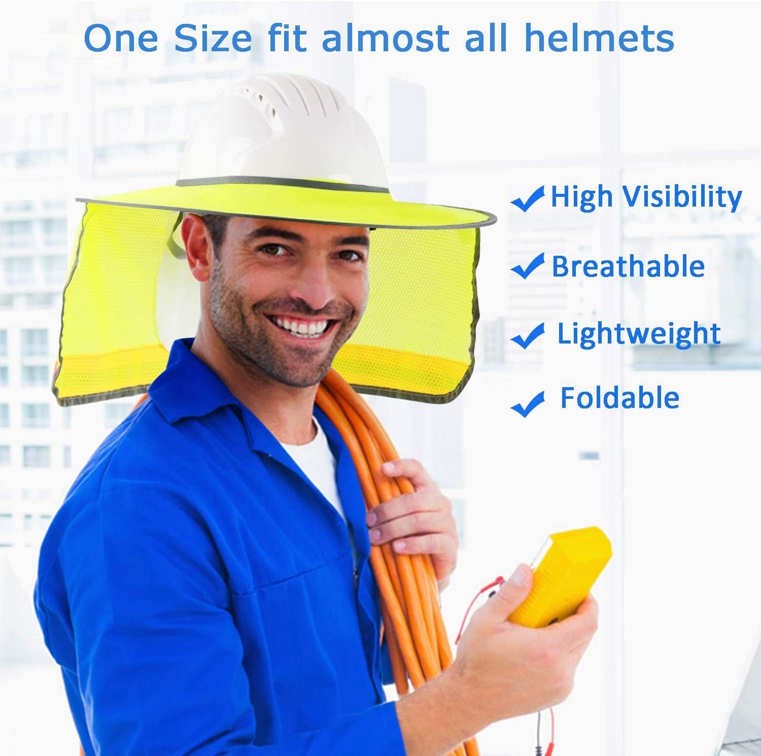 IYWISH Industrial Hard Hat Sunshield Sun Shield Full Brim Neck Sunshade Cover for Hardhats, Hard Hat Visor, 2PCS