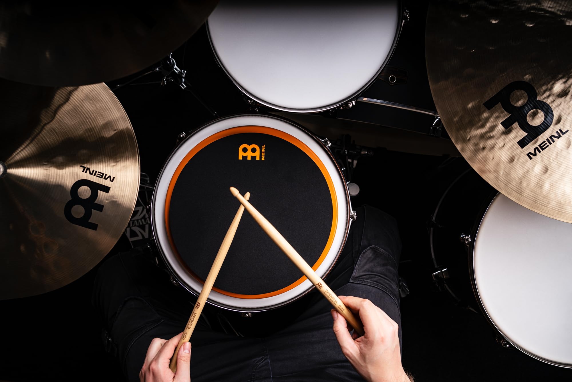 Meinl Cymbals 12" Marshmallow Drum Practice Pad MMP12OR Ultra-Silenzioso, Rimbalzo Medio, Montabile su Asta