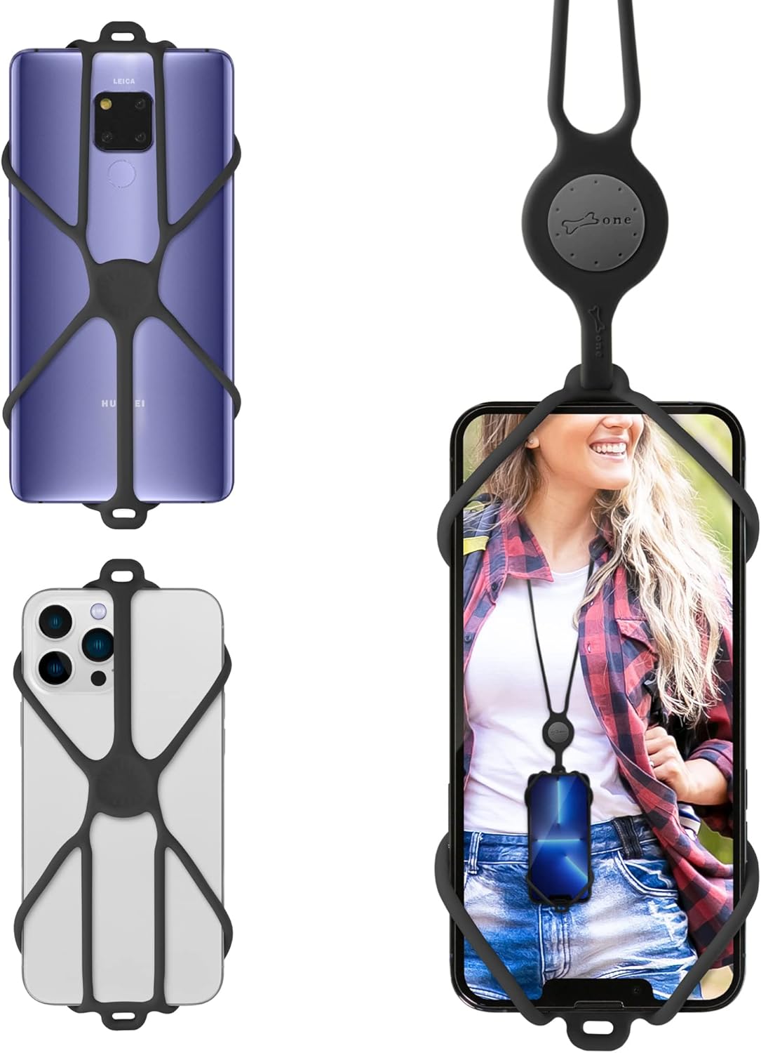 Bone】 Universal Phone Lanyard for Around The Neck, Adjustable Silicone Neck Phone