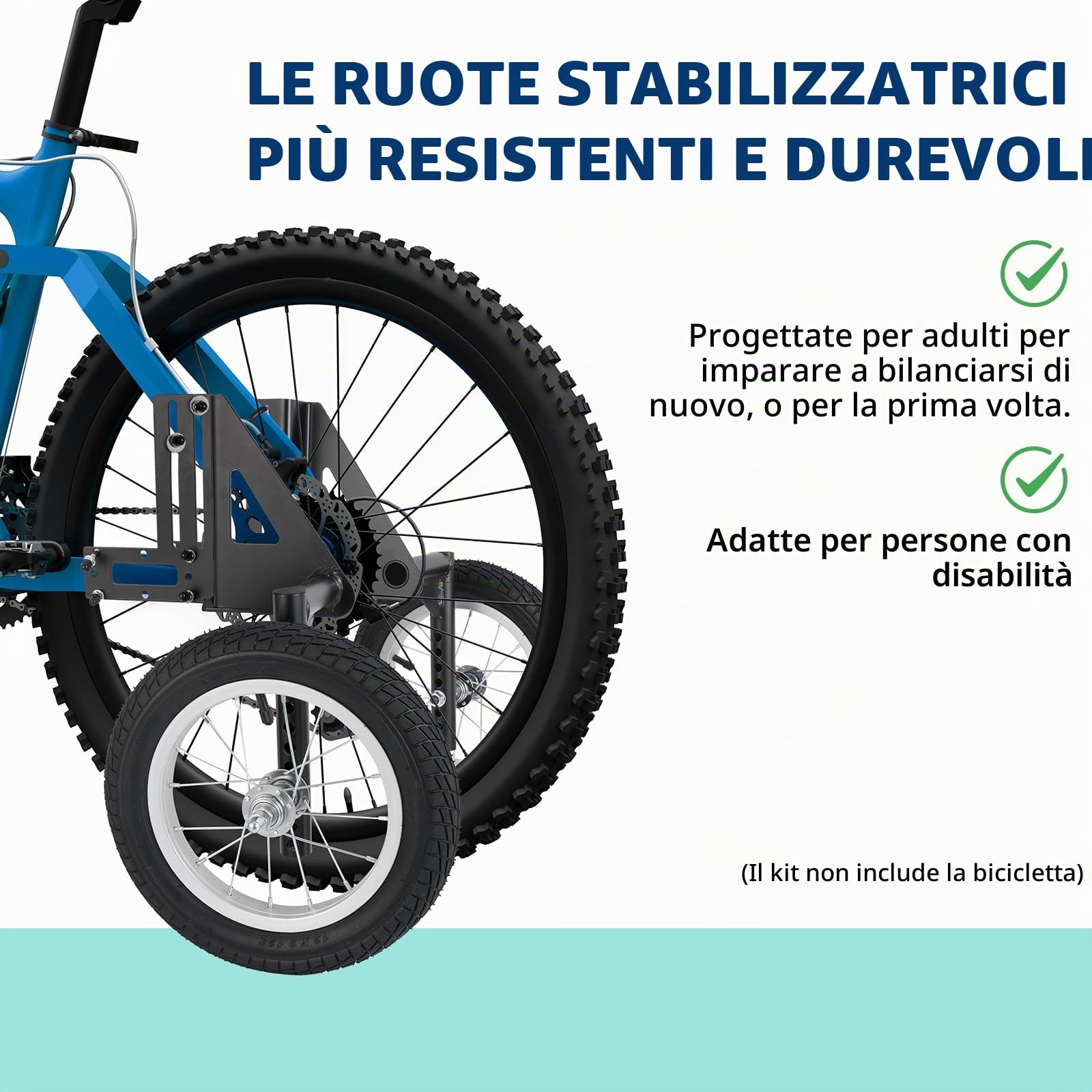 Moshay Rotelle stabilizzatrici regolabili per bici da adulto, adatte per bici da 61 cm a 73,7 cm, qualità resistente