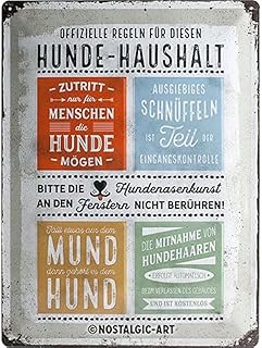 Nostalgic-Art PfotenSchild “Hunde-Haushalt Regeln”, Tin Sign, 30 cm x 40 cm, 23245 [German Language Product] product image