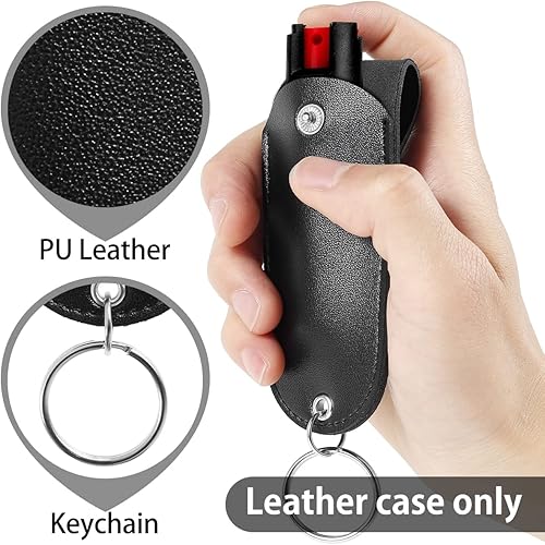 Miniatura 2 de Bolsa de spray de pimienta, funda de cuero sintético para rociar pimienta, mini soporte portátil para rociar pimienta, llavero de defensa personal